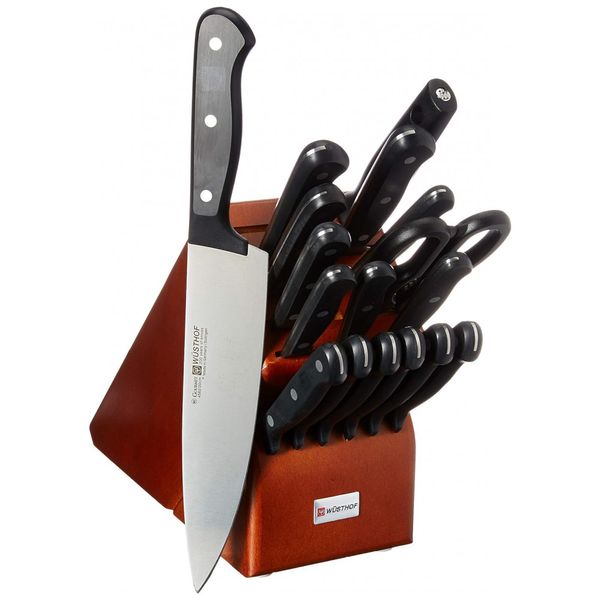 Conjunto de Facas Gourmet Modelo 1, 18 Peças, Aço Inoxidável, e Cereja, WSTHOF 9718 2, Preto