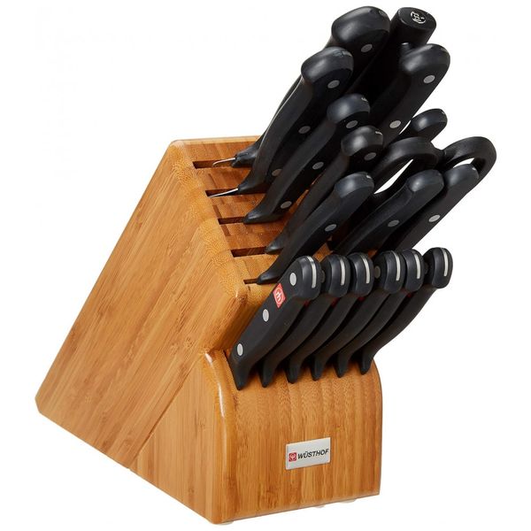 Conjunto de Facas Gourmet Modelo 5, 18 Peças, Aço Inoxidável, e Bambu, WSTHOF 9718 5, Preto