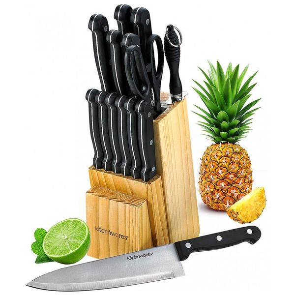 Conjunto de Facas N, 15 Peças, Aço Inoxidável, KITCH N WARES 5155500, Preto