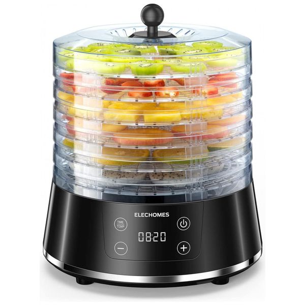Desidratador de Alimentos, ELECHOMES 6 Trays Dehydrator, Preto