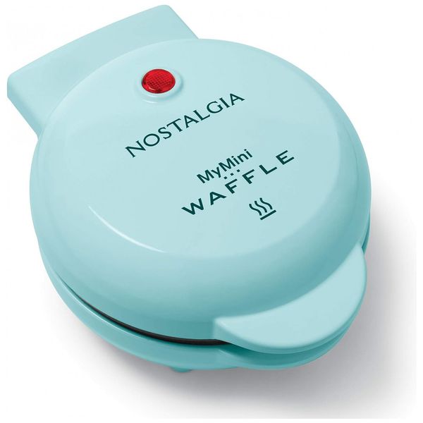 Máquina de Waffle elétrica pessoal MyMini da, NOSTALGIA MWF5AQ, Azul Claro