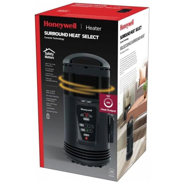 Aquecedor Elétrico, Cerâmico, 110V 1500W, HONEYWELL HZ 445R, Preto