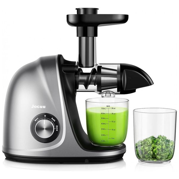 Espremedor de Sucos Slow Masticating, 2 Velocidades, 110v, JOCUU Juicer Machines217, Prateado