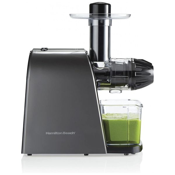 Máquina de espremedor de mastigação, ação lenta e silenciosa, frutas e legumes prensados a frio, sem BPA, limpeza fácil, 150 watts, prata, HAMILTON