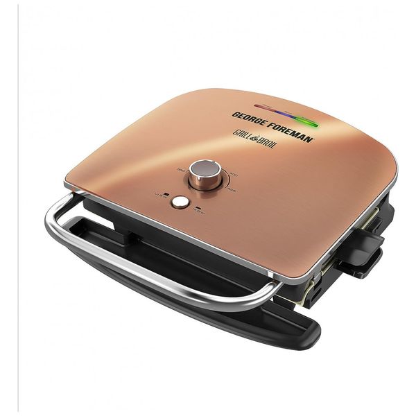 Grill, 6 em 1, Cobre, 110v, BRAND GEORGE FOREMAN GRBV5130CUX, Dorado