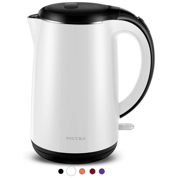 Chaleira Elétrica 1701DB Aço Inoxidável, 1,70L, Branca, 110v, SECURA SWK 1701DPW, Branco