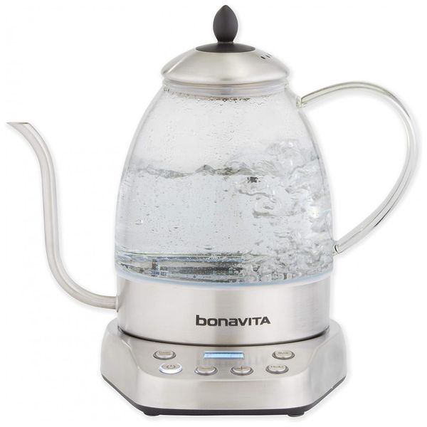 Chaleira Elétrica ,1.3L, Aço Inoxidável, Vidro, Transparente, 110v, BONAVITA BV07001US, Prateado