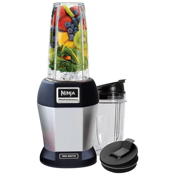 Liquidificador Pessoal Compacto com 2 Copos de Viagem, 110V 900W, NINJA BL456, Prateado