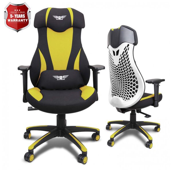 Cadeira Gamer W, Ergonômicas, Reclinável, Couro, 360 Graus, ACETHRONE W 185, Amarelo