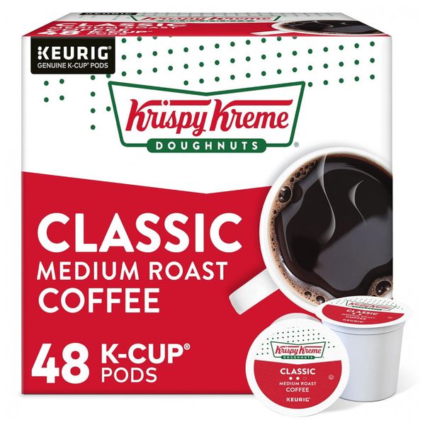 Cápsulas Classic, dose única Keurig K Cup Pods, café torrado médio, 9,3 g pacote com 48, KRISPY KREME, Marrom
