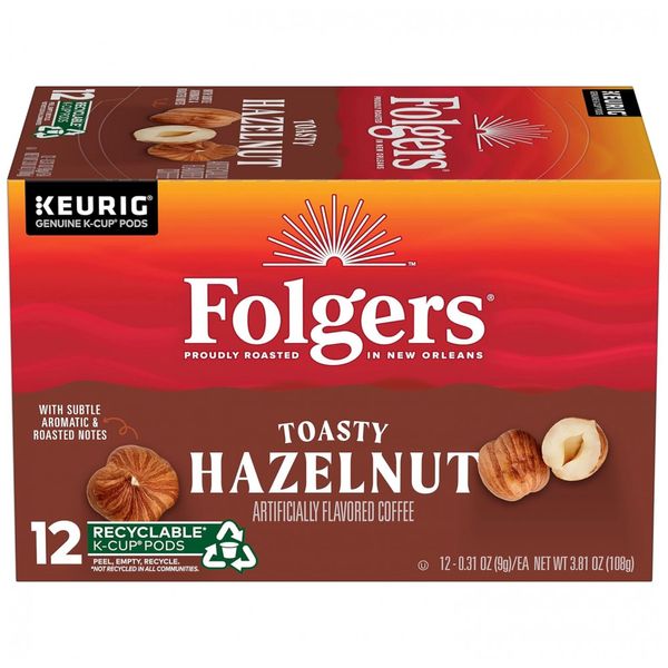 Café Saborizado de Avelã, 72 unidades, FOLGERS COMINHKG070871, Marrom