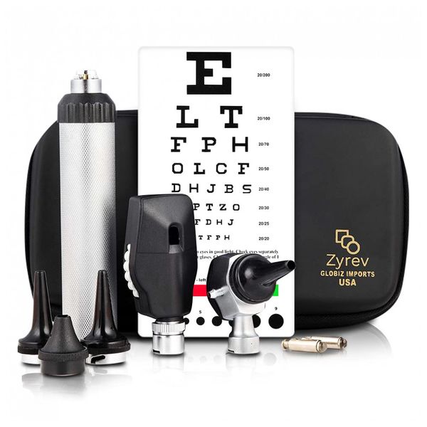 Conjunto de Otoscópio ZetaLife, Profissional, ZYREV, Prateado