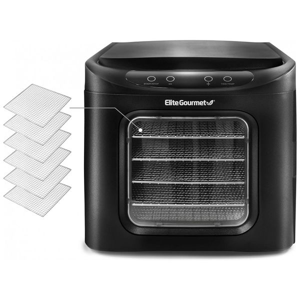 Desidratador de Alimentos 6Trays 480W Inox, MAXI MATIC EFD 313B, Preto