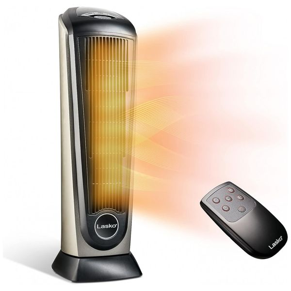 Aquecedor Elétrico Cerâmico, com Controle Remoto, Termostato Ajustável e Temporizador, 110V 1500W, LASKO 751320, Cinza escuro