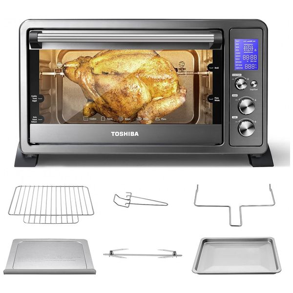 Forno Convecção e 9 Modos, 25L, 1500W, Digital, TOSHIBA AC25CEW BS, Prateado