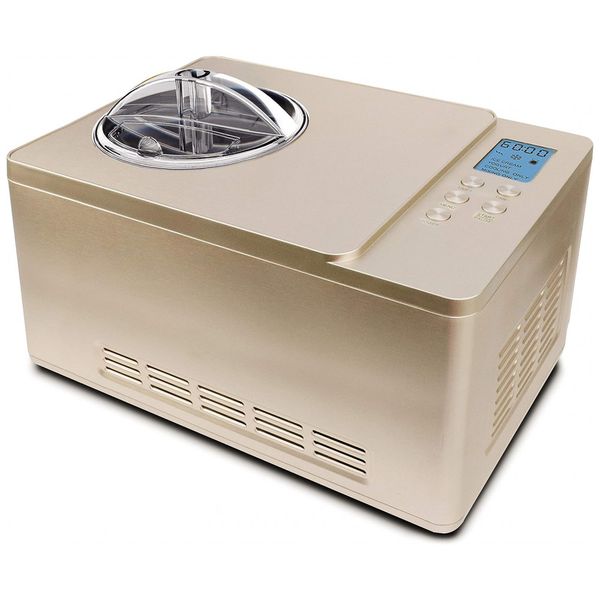 Sorveteira Elétrica 2 Litros Tigela Aço Inoxidável Função de Iogurte, 110v, WHYNTER ICM 220CGY, Dorado