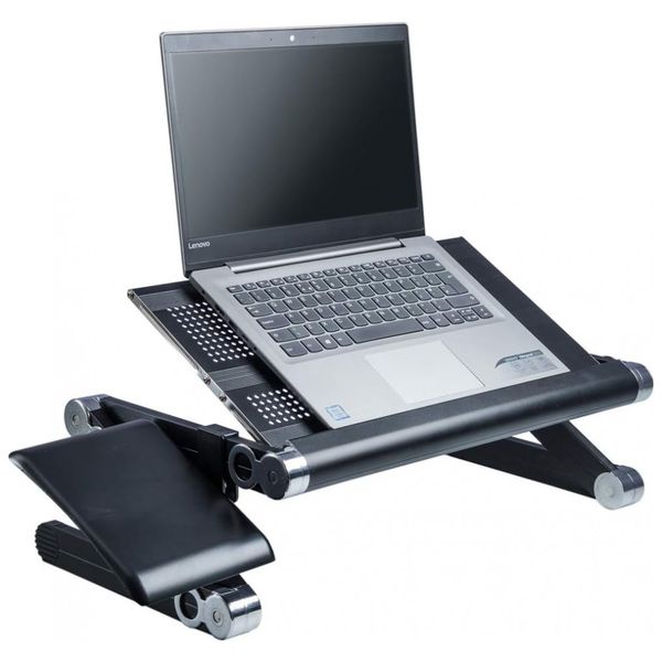 Posture Notebook Stand Mesa Bandeja para Cama, Alumínio, Mesa Dobrável Portátil Ajustável Suporte Para Computador, BACKPAINHELP 4328576435, Preto