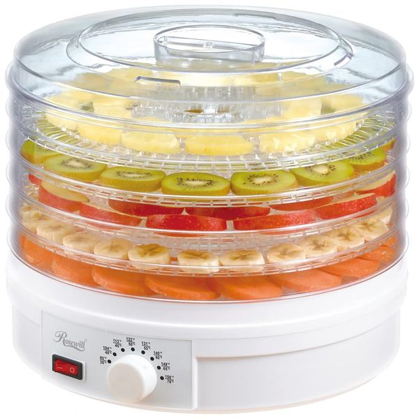 Desidratador de Alimentos 5 Bandejas 250W, Transparente, 110v, ROSEWILL RHFD 15001, Branco