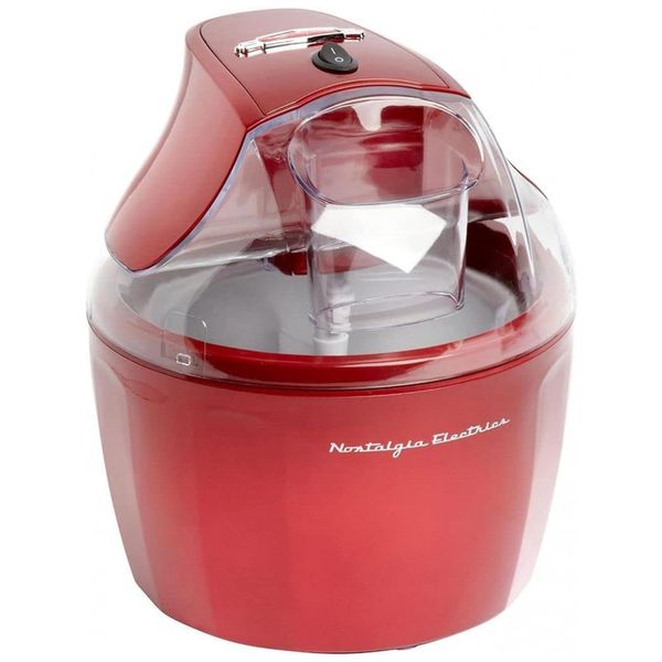 Máquina de Sorvete Sorveteira, Aço Inoxidável, 1,5 Litros, 110v, NOSTALGIA, Vermelho