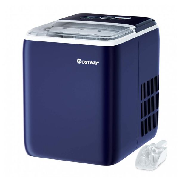 Máquina de Gelo Portátil, Produz 20kg, Dia. Az. Marinho, 110v, COSTWAY Ice Maker Countertop, Azul Escuro