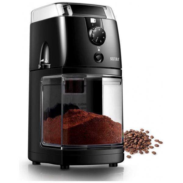Moedor de Grãos de Café, 2 12 Xícaras, 110v, SECURA 903B 2YN, Preto