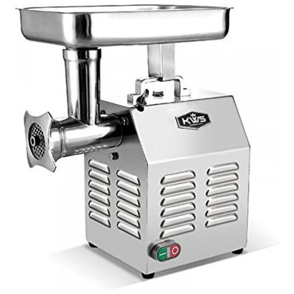 TC 765W 1HP moedor de carne elétrico de aço inoxidável moedor de carne para restaurante, delicatessen, casa, KWS KITCHENWARE STATION ME 12, Prateado