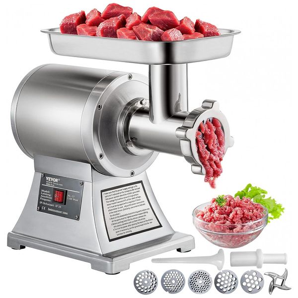 Moedor de Carne Elétrico, 750W, Aço Inox, 110v, HAPPYBUY 110V Meat Grinder 550Lbs, hour, Prateado