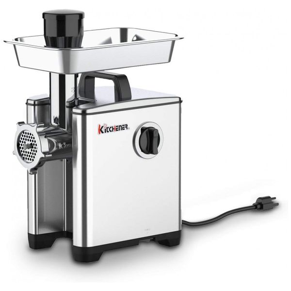 Moedor de Carne Elétrico, 370W 1, 2 HP, Aço Inox, 110v, KITCHENER 52020871, Prateado