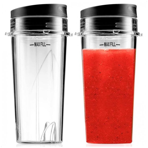 Kit de Copos para Liquidificador 473 mL Compatível com os Modelos Ninja na descrição, 2 UN, KETAR BA NNJ16OZ, 2, Preto