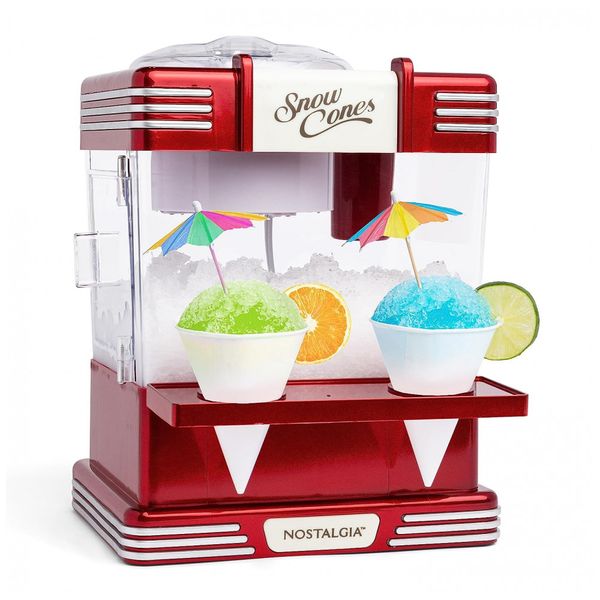 Maquina de raspadinha, inclui 2 copos de plástico reutilizáveis e colher de gelo, vermelho retrô, NOSTALGIA RSM602, Vermelho