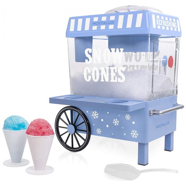 Máquina de Raspadinha, com 2 Copos Plástico Reutilizáveis, Colher de Gelo, 110v, NOSTALGIA SCM525BL, Azul