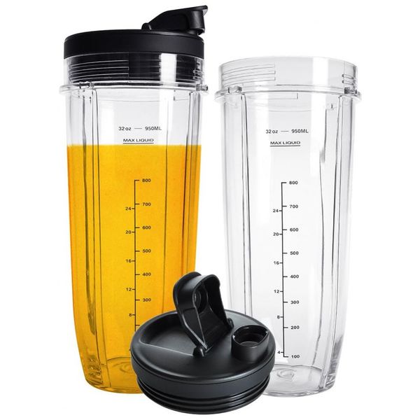 Nutri Auto IQ Copos Reposição 946ml 2 Transparente com Tampa, 2, 2, QUEENTRADE Ninja 2 packs, Preto