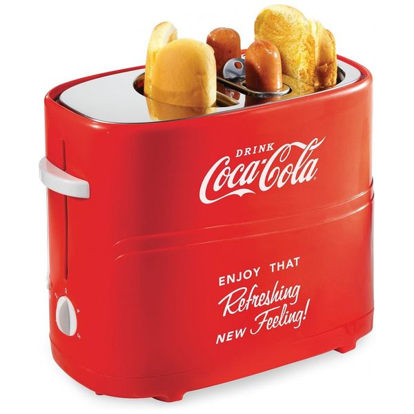 Coca Cola Pop Up 2 Hot Dog and Bun Toraster, Com Mini Pinças, Funciona Com Frango, Peru, Veggie Links, Salsichas e Pirralhos, NOSTALGIA HDT600COKE,
