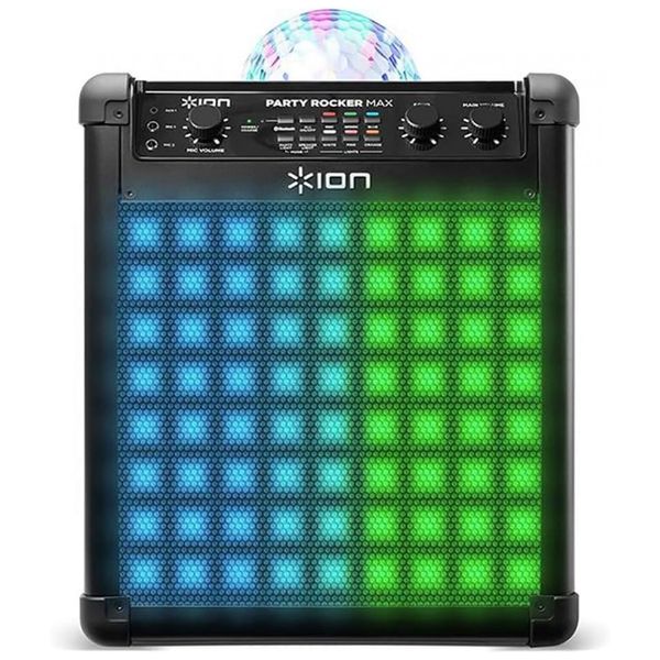 Caixa de Som Portátil com Bluetooth Karaokê e Bateria Recarregável Luz de Festa, ION Party Rocker Plus, Preto