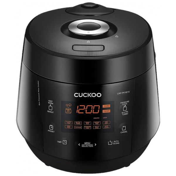Panela Elétrica de Arroz de Pressão Multifuncional e Programável, Panela Antiaderente, preta, CUCKOO CRP PK1001S, Preto