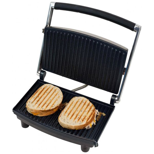 Sanduicheira Gourmet 1400W, preta, 110v, CHEF BUDDY 80 1840, Prateado