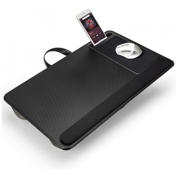 Mesa de colo para laptop, mesa de laptop de escritório em casa para sofá cama com mouse pad, descanso de pulso e suporte para telefone serve para