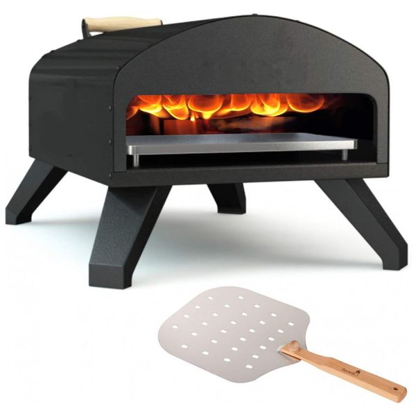 Forno para Pizza Outdoor Pizza Peel Combo, BERTELLO, Preto