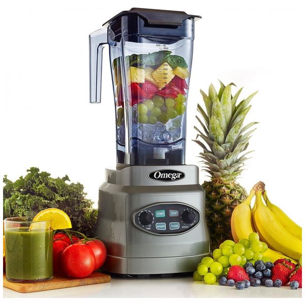 Liquidificador 1,9 Litros com 10 Velocidades e Lâminas de Aço Inoxidável, 110V 1400 W Omega, Prata
