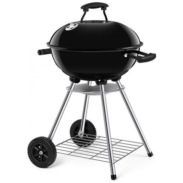 Churrasqueira a Carvão Portátil com Rodas Serve 5 Pessoas, BEAU JARDIN BBQ010, Preto