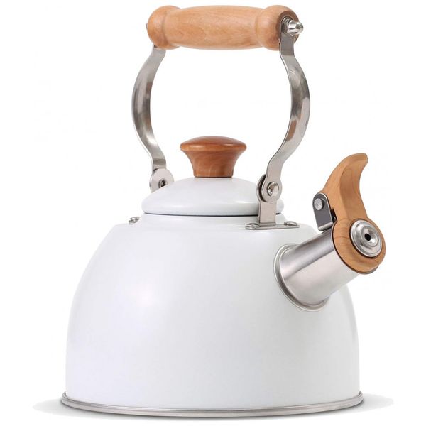 Chaleira de Chá 1.5L com Apito, branca, ROCKURWOK, Branco