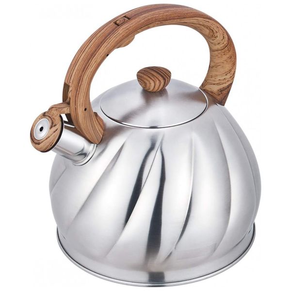 Chaleira de chá 2,1 quart de aço inoxidável assobiando bule superior GS 04044AHY 2,0 L, RIWENDELL, Prateado
