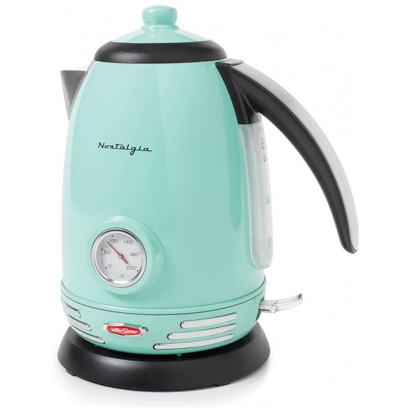 Chaleira Elétrica de 1.7L com Indicador de Água e Base Giratória, 1500W, 110v, NOSTALGIA RWK150AQ, Azul turquesa