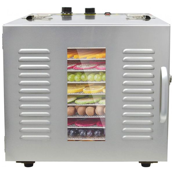 Desidratador de alimentos com 10 bandejas de aço inoxidável, 110 V, NJTFHU, Cinza