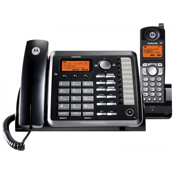 Telefone sem Fio, com expansão de 2 linhas e secretária eletrônica, 1 unidade, preto, MOTOROLA ML25255, Preto