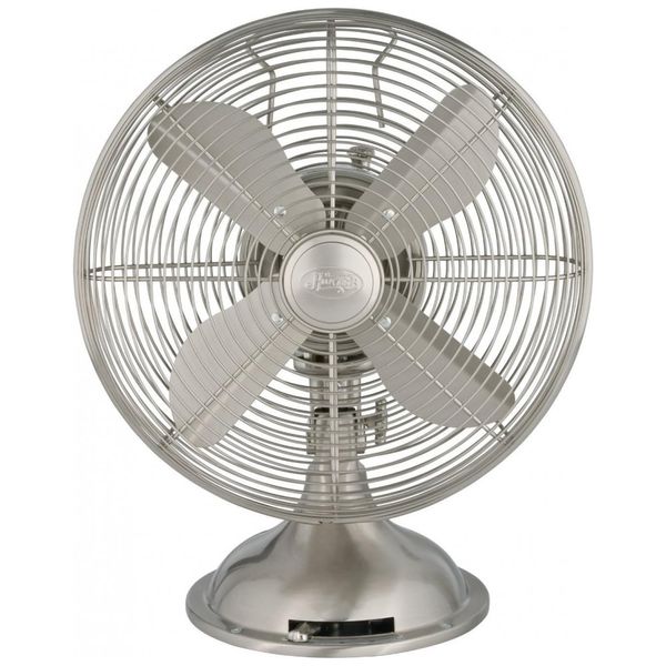 Ventilador de Mesa Retro com 3 Velocidades, 48W 110V, HUNTER 90400, Prateado