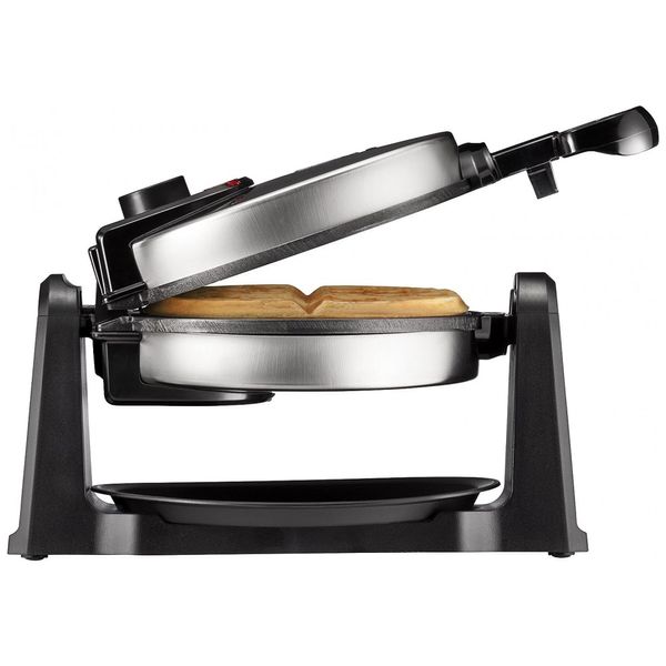 Máquina de, rotativa, 1080W, prata e preto, 110v, CHEFMAN Rotating Belgian Waffle Maker, Prateado