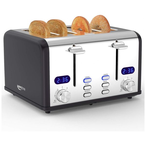 Torradeira, com 4 fatias, 1650 W, preta, 110v, KEENSTONE, Preto