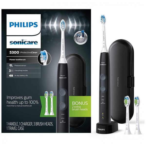 ProtectiveClean Escova de Dentes Elétrica, recarregável, 1 unidade, preta, PHILIPS SONICARE HX6423, 34, Preto