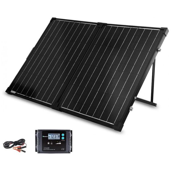 Painel Solar, Monocristalino, portátil, à prova dágua, 100W, 12V, 2 unidades, RENOGY RNG KIT STCS 100D VOY20, Preto